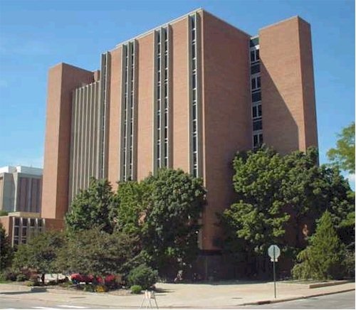 View of Russell Labs from street level