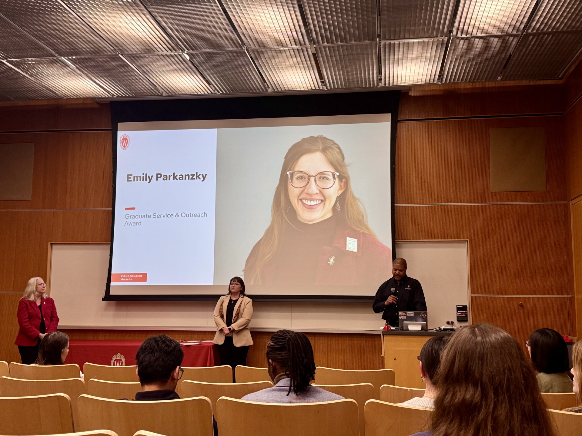 student receiving award